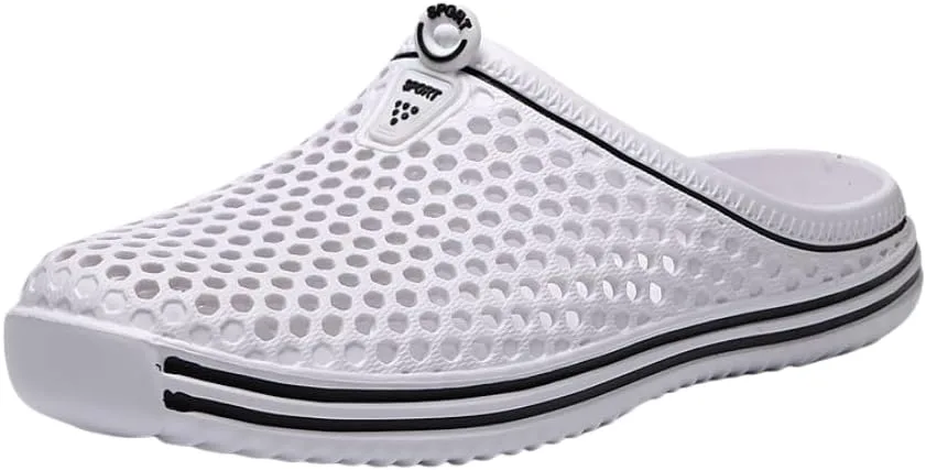 

Мужские сабо однотонного цвета на платформе, с открытым носком, сквозными отверстиями, нескользящие, для улицы, летние повседневные сандалии Hhhchpm, белый