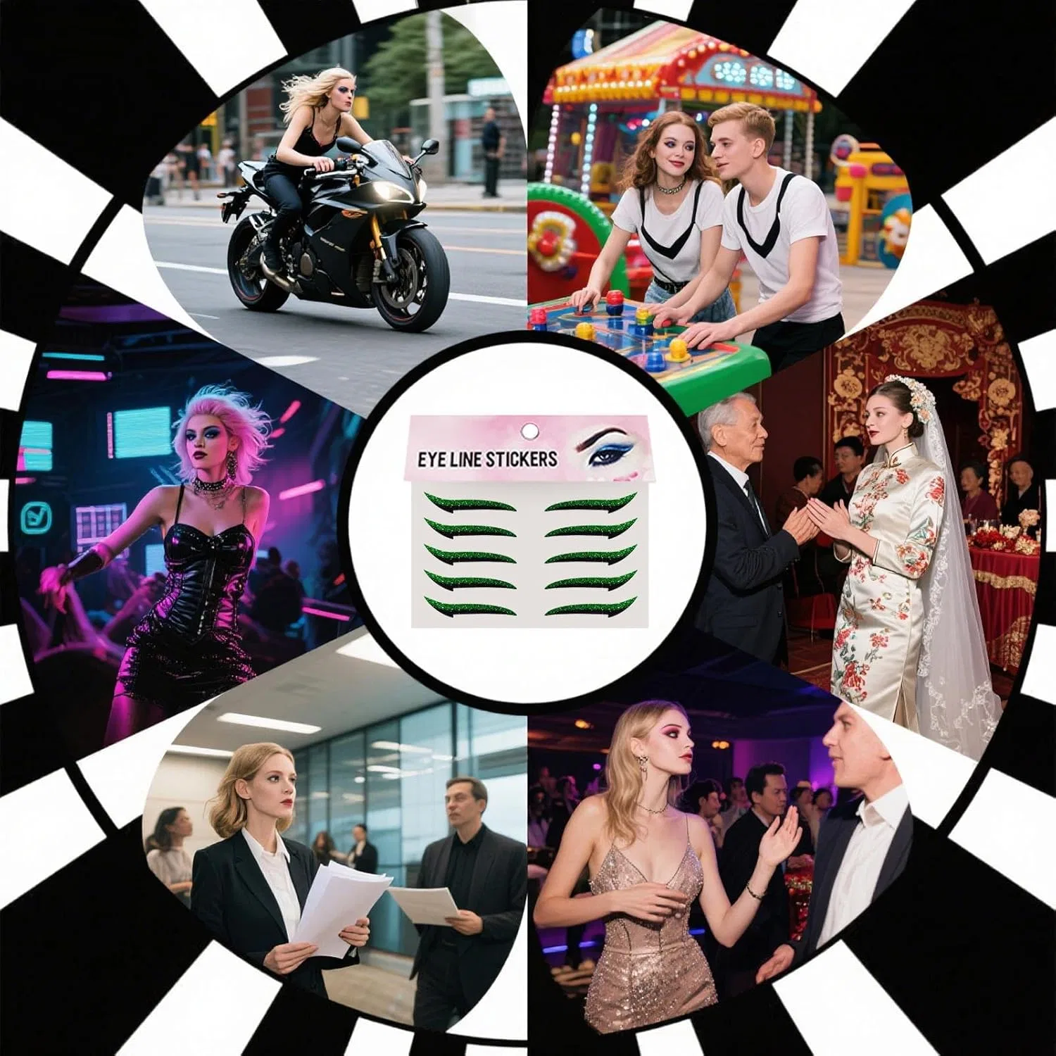 Многоразовые наклейки для подводки, набор 10 шт, зеленые — фото 4