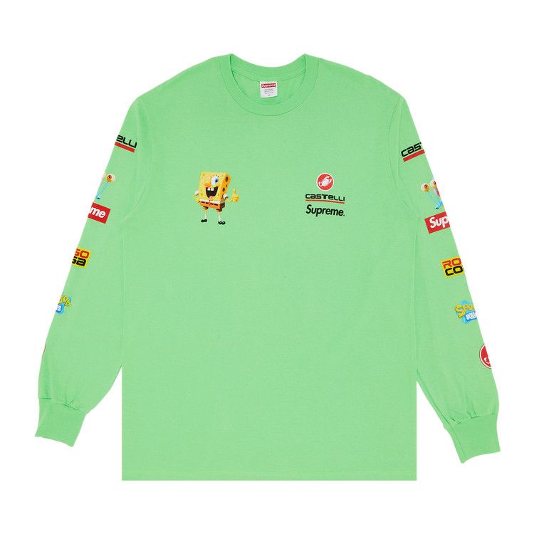 

Футболка Supreme x Spongebob Squarepants x Castelli Racing Long-Sleeve Tee, Lime