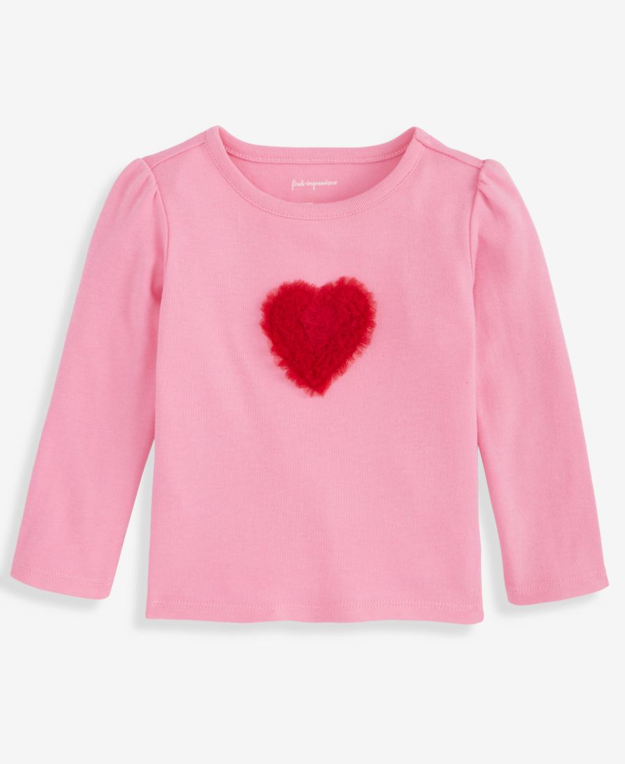 

Детская футболка с длинными рукавами и сердечками для девочек First Impressions, Meadow Pink