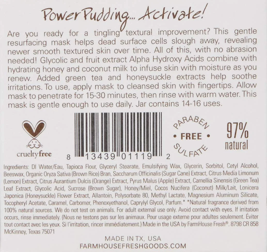Маска для лица Farmhouse Fresh — Pudding Apeel Tapioca Rice Active Fruit Glycolic Mask, ( .), green, 94.6 мл — фото 3