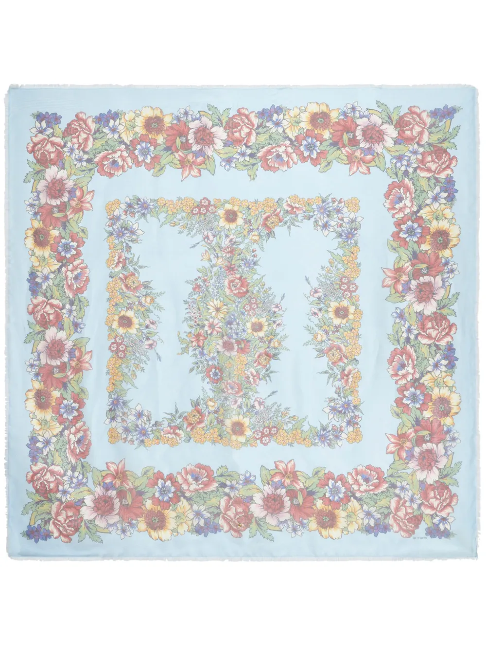 

Шелковый платок с цветочным принтом Etro, синий
