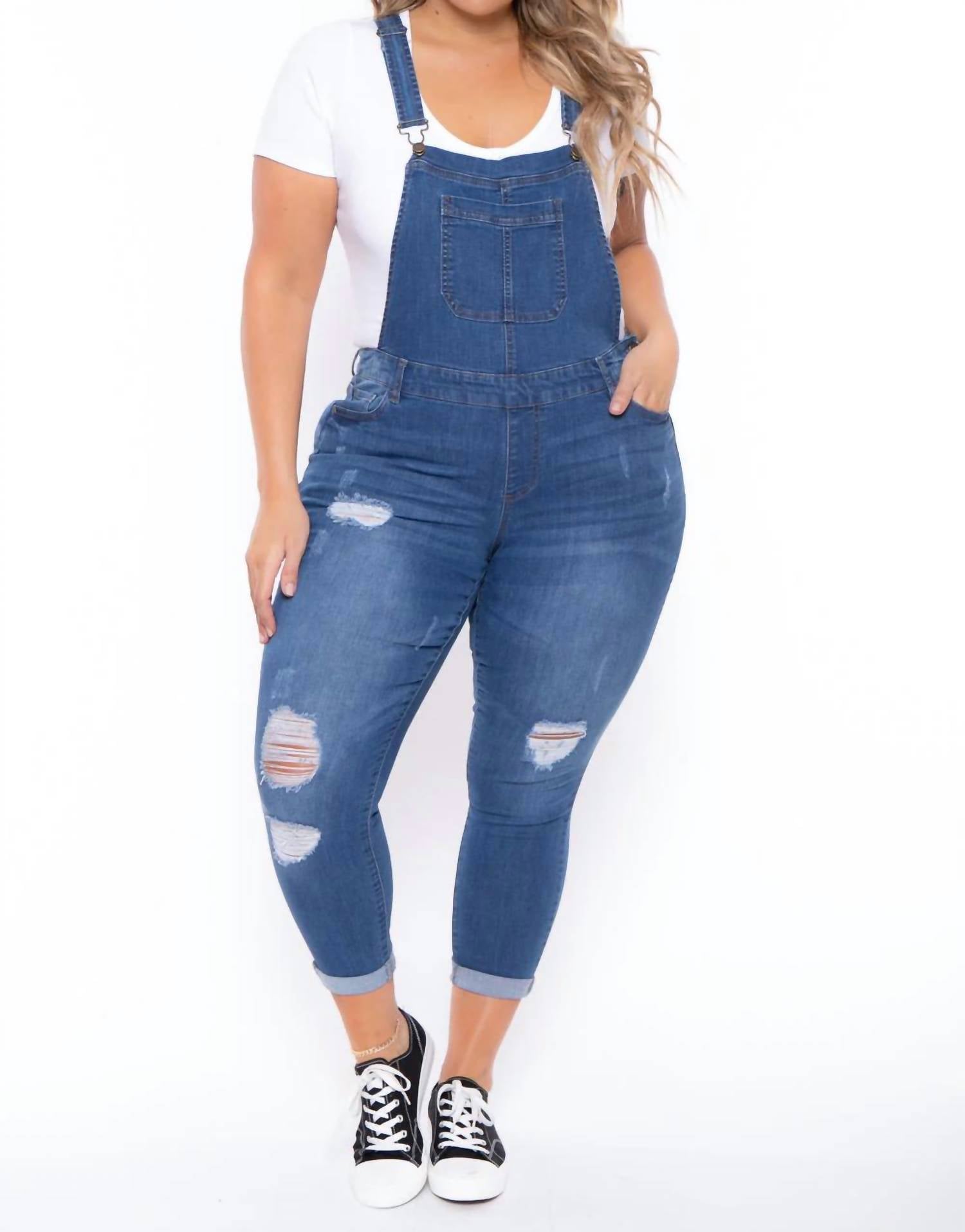 

Джинсы Distressed Skinny Overall In Medium Denium Wax Jean, Medium Denium