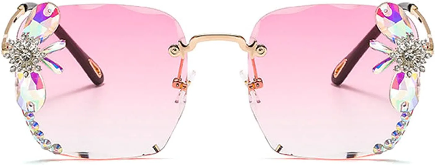 

Солнцезащитные очки Willochra с бриллиантами и стразами, женские и мужские, хрустальные, с прозрачными линзами, квадратной формы, винтажные, 2pack-pink&yellow