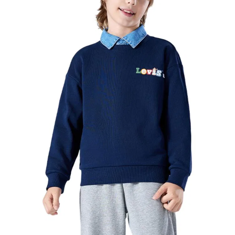 Детский свитшот с круглым вырезом Levis, Dark Indigo Winter Fleece-Lined — фото 3