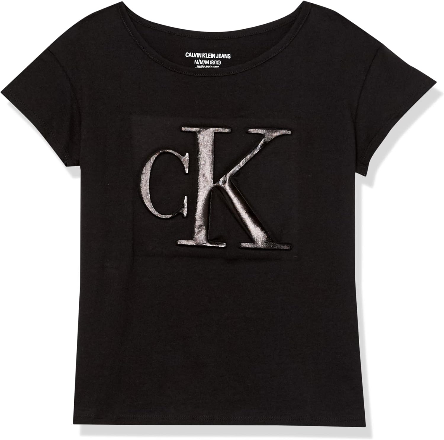 

Футболка Calvin Klein для девочек с короткими рукавами и логотипом, удобная хлопковая футболка с внутренней стороной без бирки, Black Embossed, Черный, Футболка Calvin Klein для девочек с короткими рукавами и логотипом, удобная хлопковая футболка с внутре