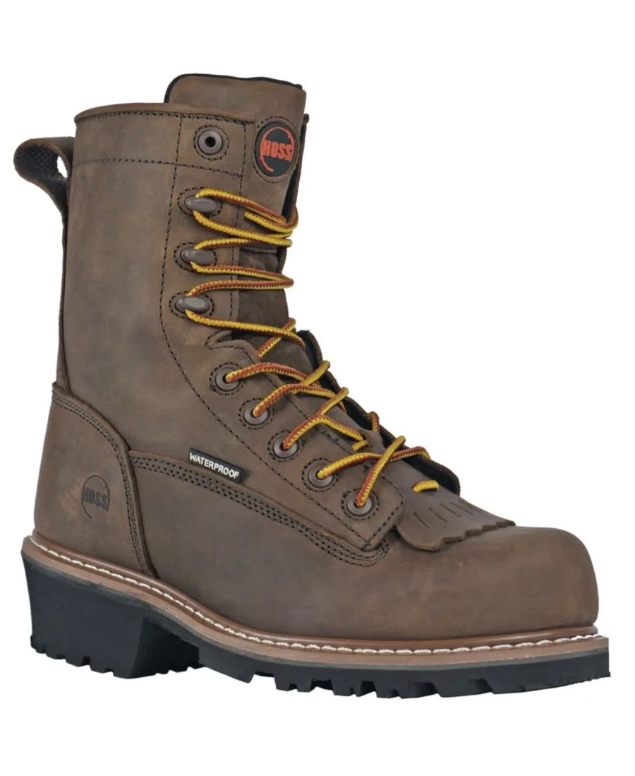 Мужские рабочие ботинки Cross Cut Kiltie Logger с композитным носком Hoss Boot Company, коричневый