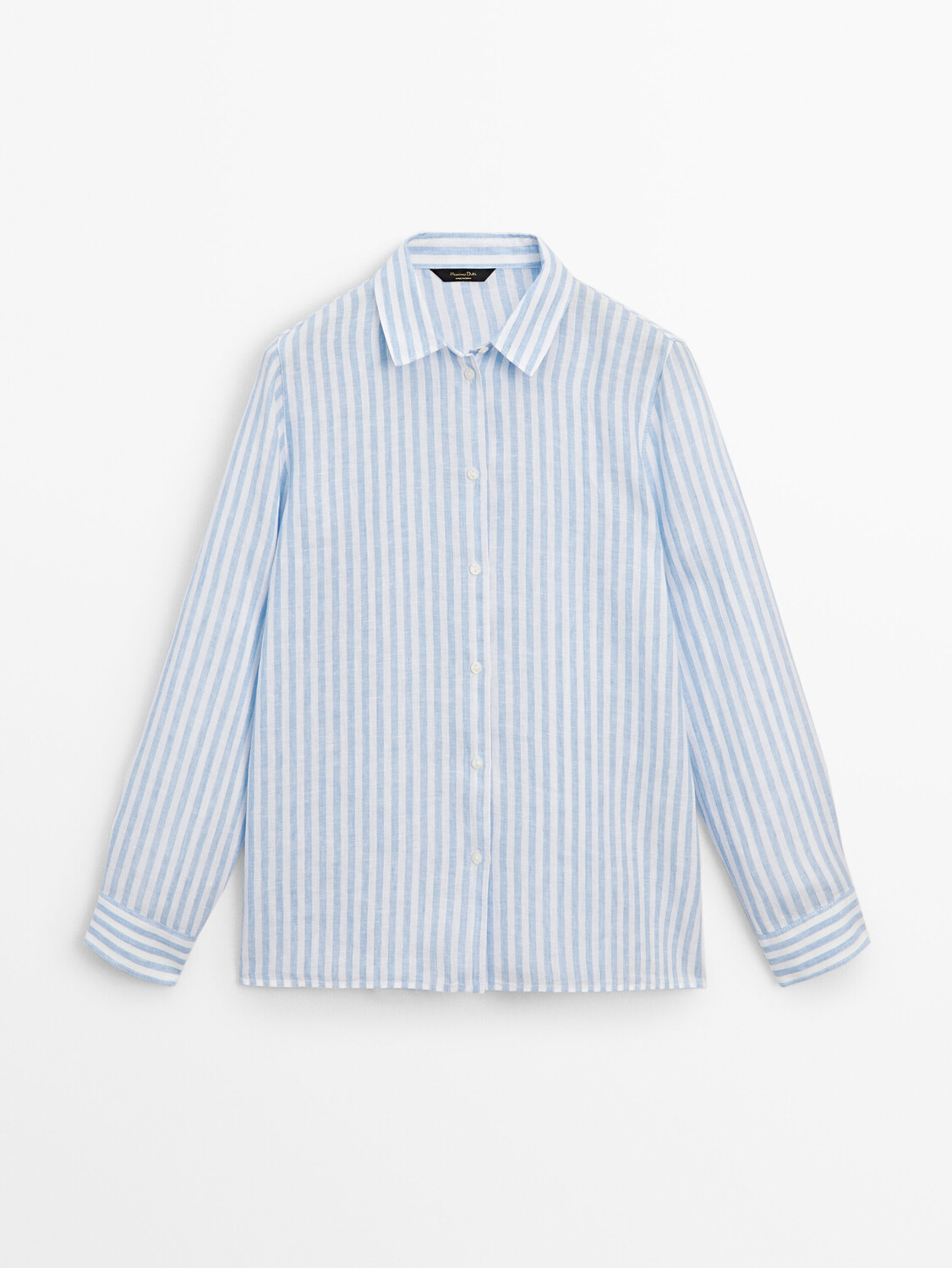 

Рубашка в полоску из 100% льна Massimo Dutti, синий