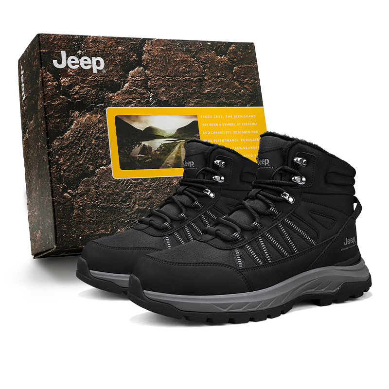 

Термостойкие абразивоустойчивые утепленные ботинки для мужчин с эффектом увеличения роста Jeep, черный