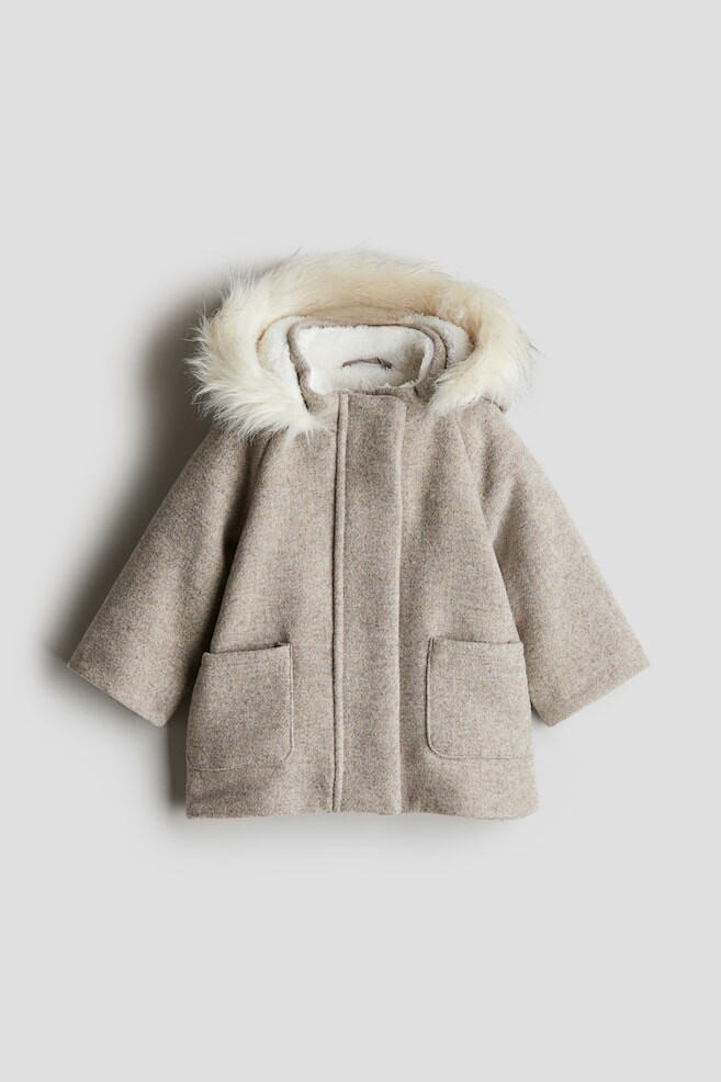 

Пальто с капюшоном H&M, бежевый