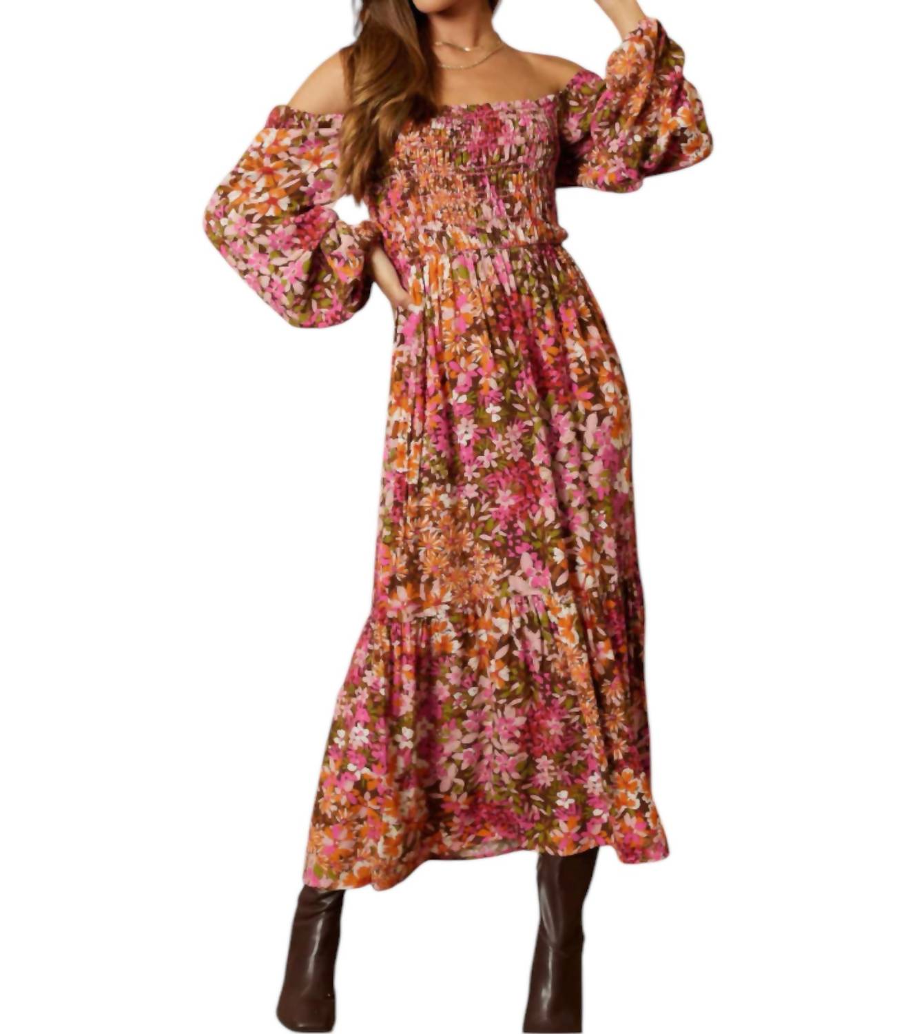 

Платье Stella Floral Smocked в розовом цвете ENDLESS BLU.