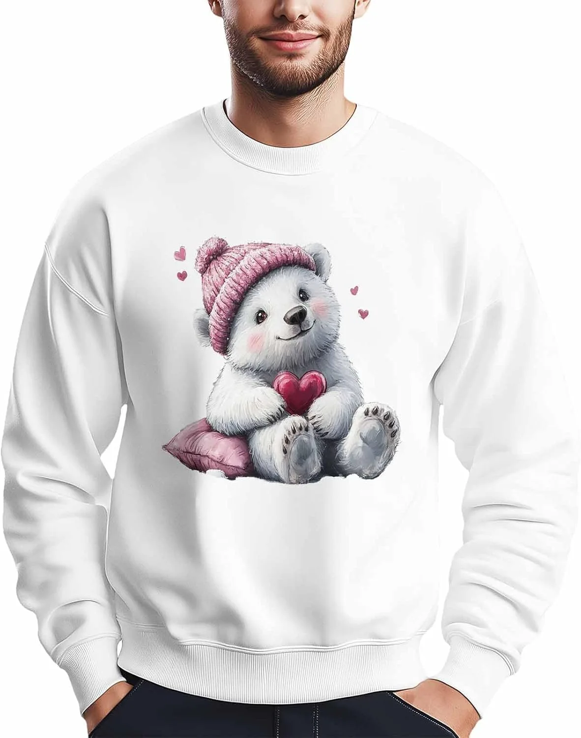 

Мужской свитшот с принтом "Love Heart Pink Hat Polar Bear" Winvebermior