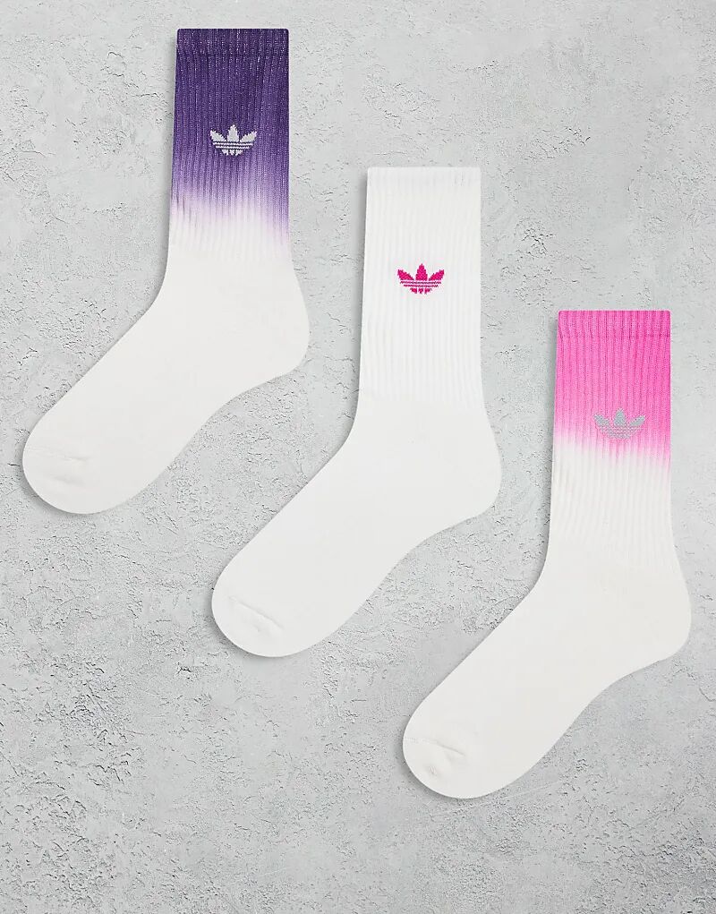 

Носки adidas Originals Trefoil, 3 Пары, цвет: белый и розовый
