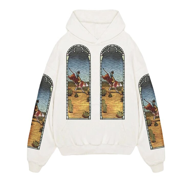 

Худи Who Decides War x EST Gee Stained Glass Hoodie, белый, Коричневый, Худи Who Decides War x EST Gee Stained Glass Hoodie, белый