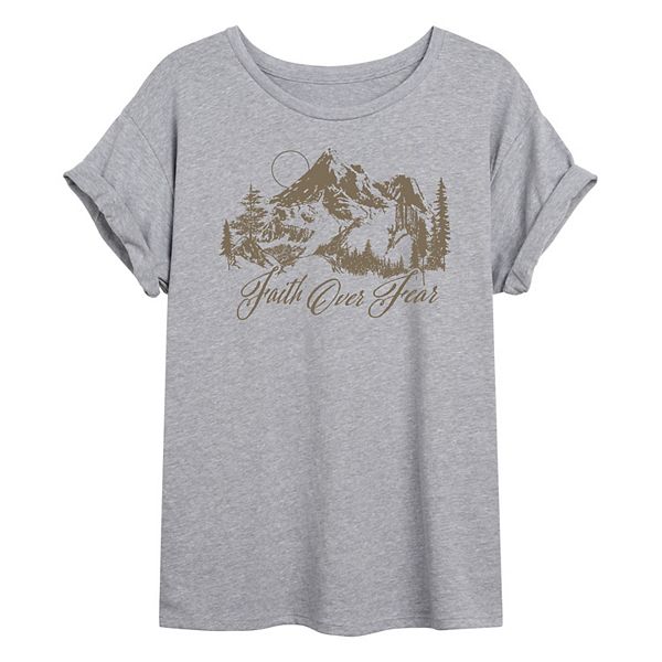 

Футболка Faith Over Fear Mountain oversized для подростков Licensed Character, Heather Gray