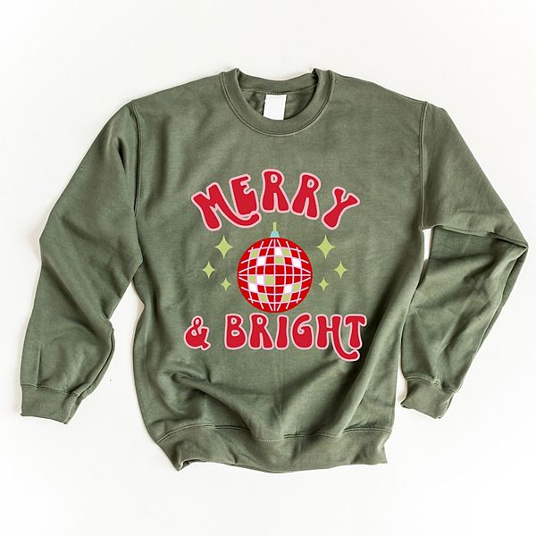 

Свитшот Merry and bright с диско-шаром Simply Sage Market, Military