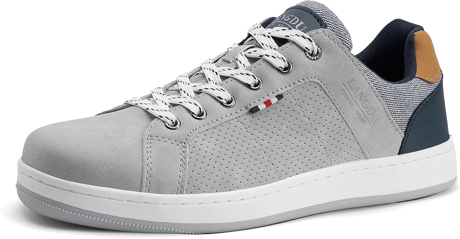 

Мужские повседневные кроссовки, модные, дышащие, удобные для ходьбы, размер 8-12 Langdu, светло-серый