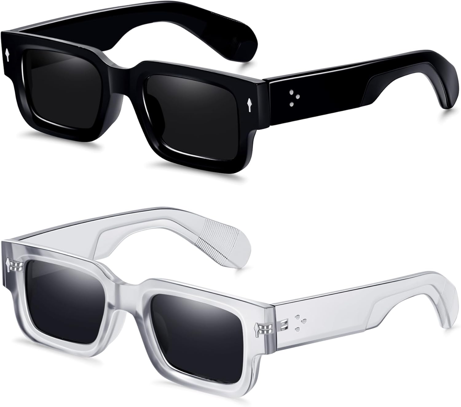 

Стильные солнцезащитные очки в квадратной оправе для женщин и мужчин. Модные массивные прямоугольные солнцезащитные очки черного цвета с защитой от УФ-излучения UV400 EunoiaLens, Black and Gray