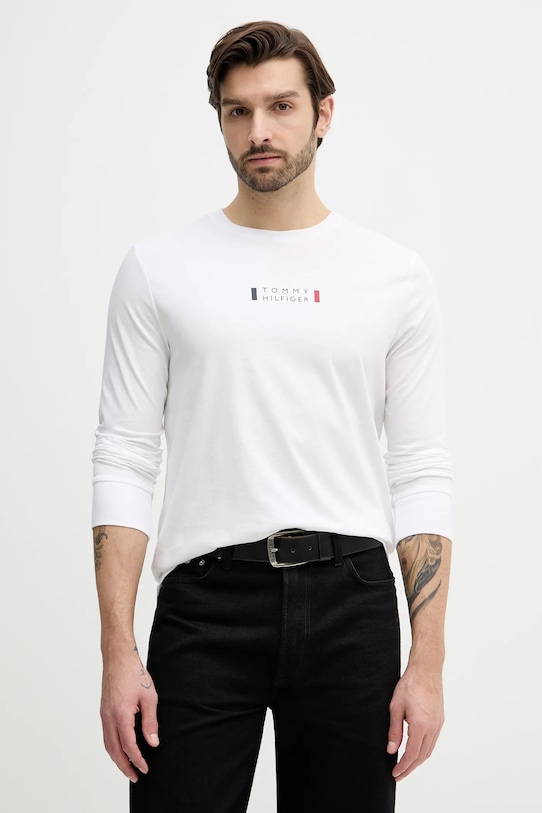 

Хлопковый лонгслив Tommy Hilfiger, белый