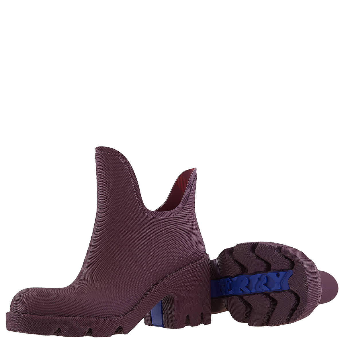 Водостойкие резиновые сапоги с текстурой гальки Burberry, Aubergine — фото 2