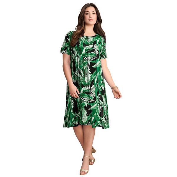 

Женское платье-рубашка с карманами oversize Roaman'S, Green Palm Leaves