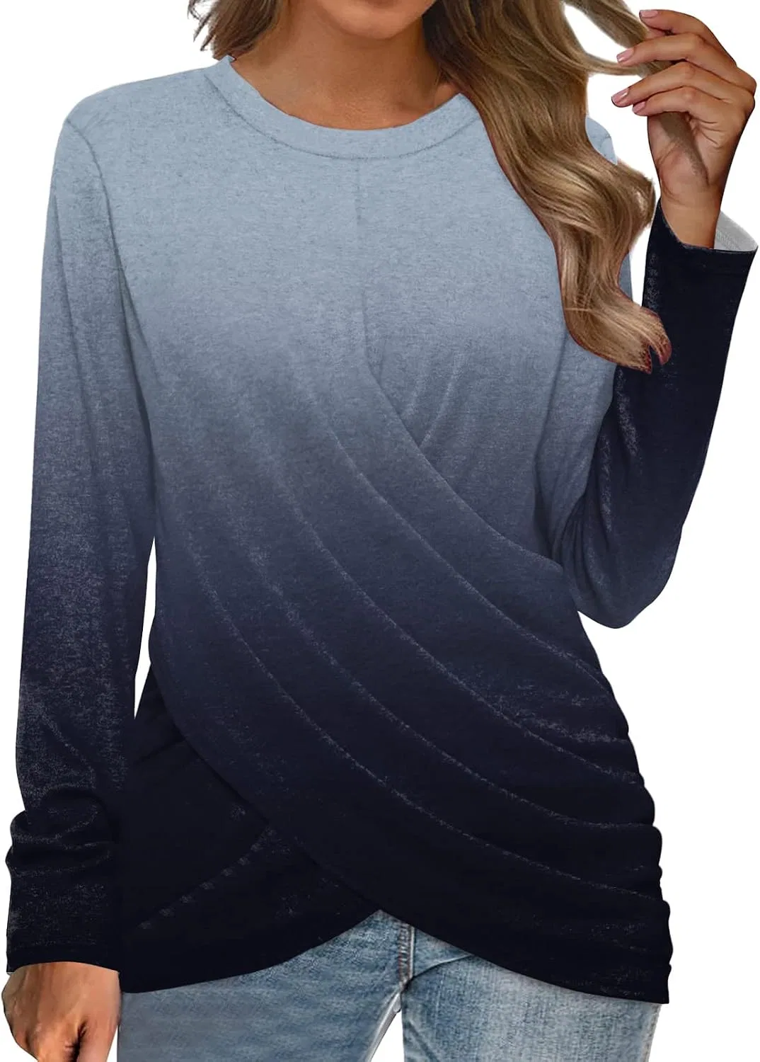 Блуза свободная с длинным рукавом T-Shirt, черный