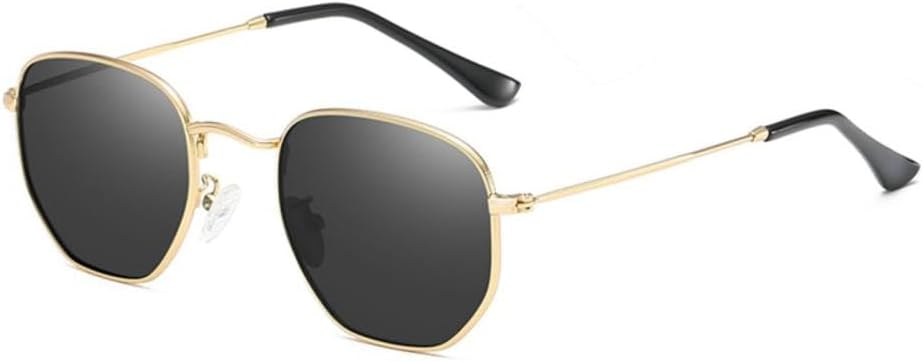 

Классические поляризованные солнцезащитные очки для мужчин и женщин, шестиугольные солнцезащитные очки в стиле ретро, ​​оправа из нержавеющей стали MTZJH, C3 Gold Black