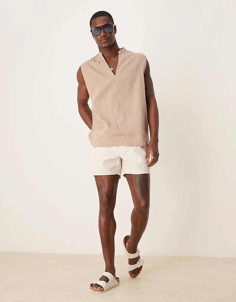 

Укороченные бермуды ASOS DESIGN из льняной смеси, песочного цвета