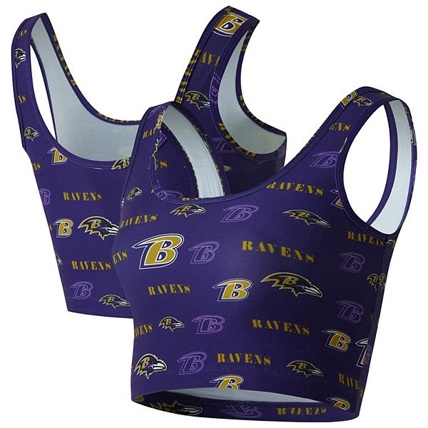 

Бюстгальтер-бралетт Women's concepts sport purple с принтом Baltimore Ravens mosaic allover Unbranded