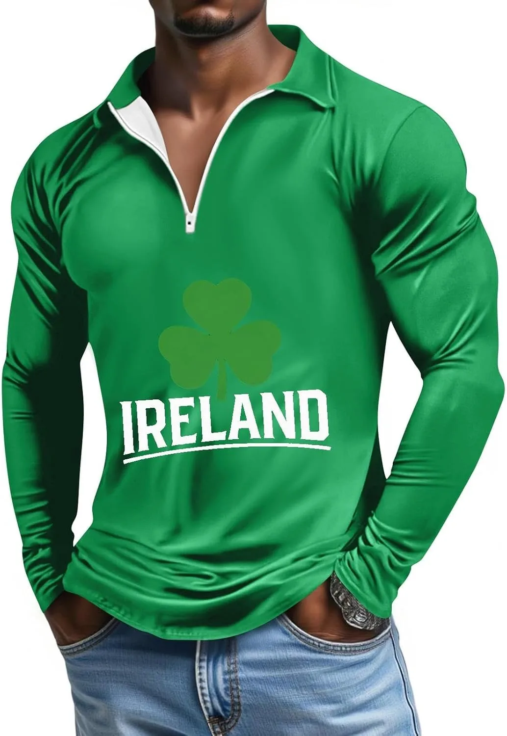 

Футболка St Patricks Day мужская с длинным рукавом и классическим принтом
