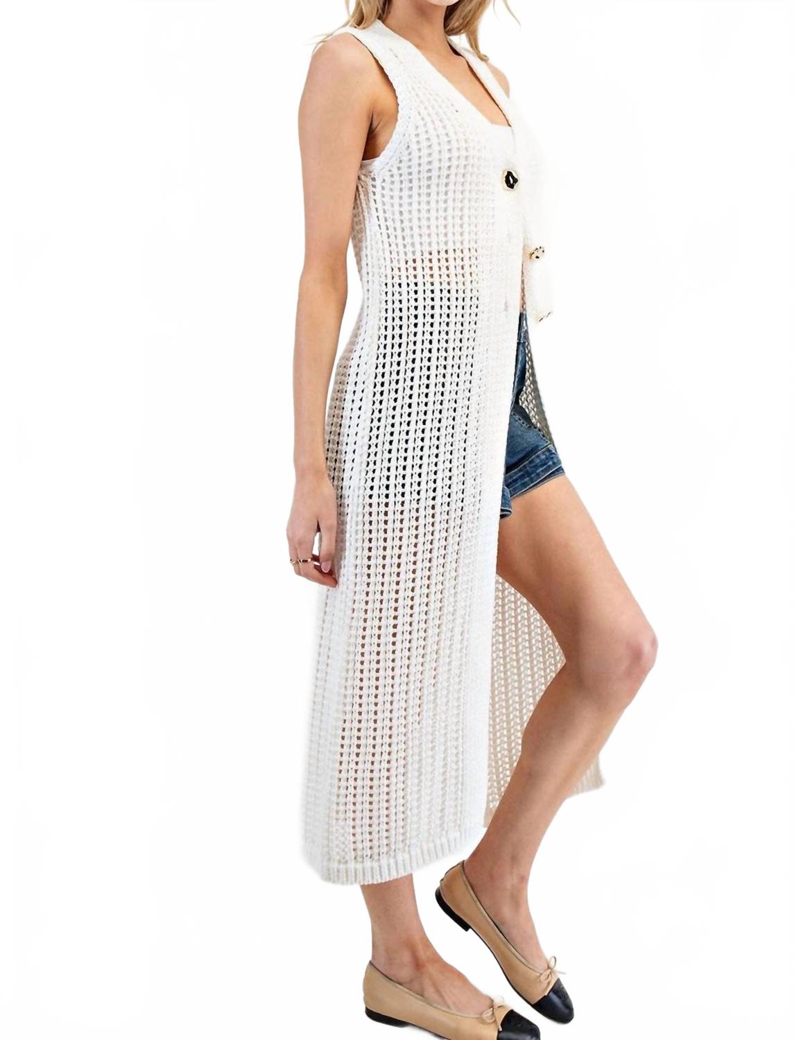 

Морская прогулка Вязаный безрукавный кардиган в цвете слоновая кость Eesome