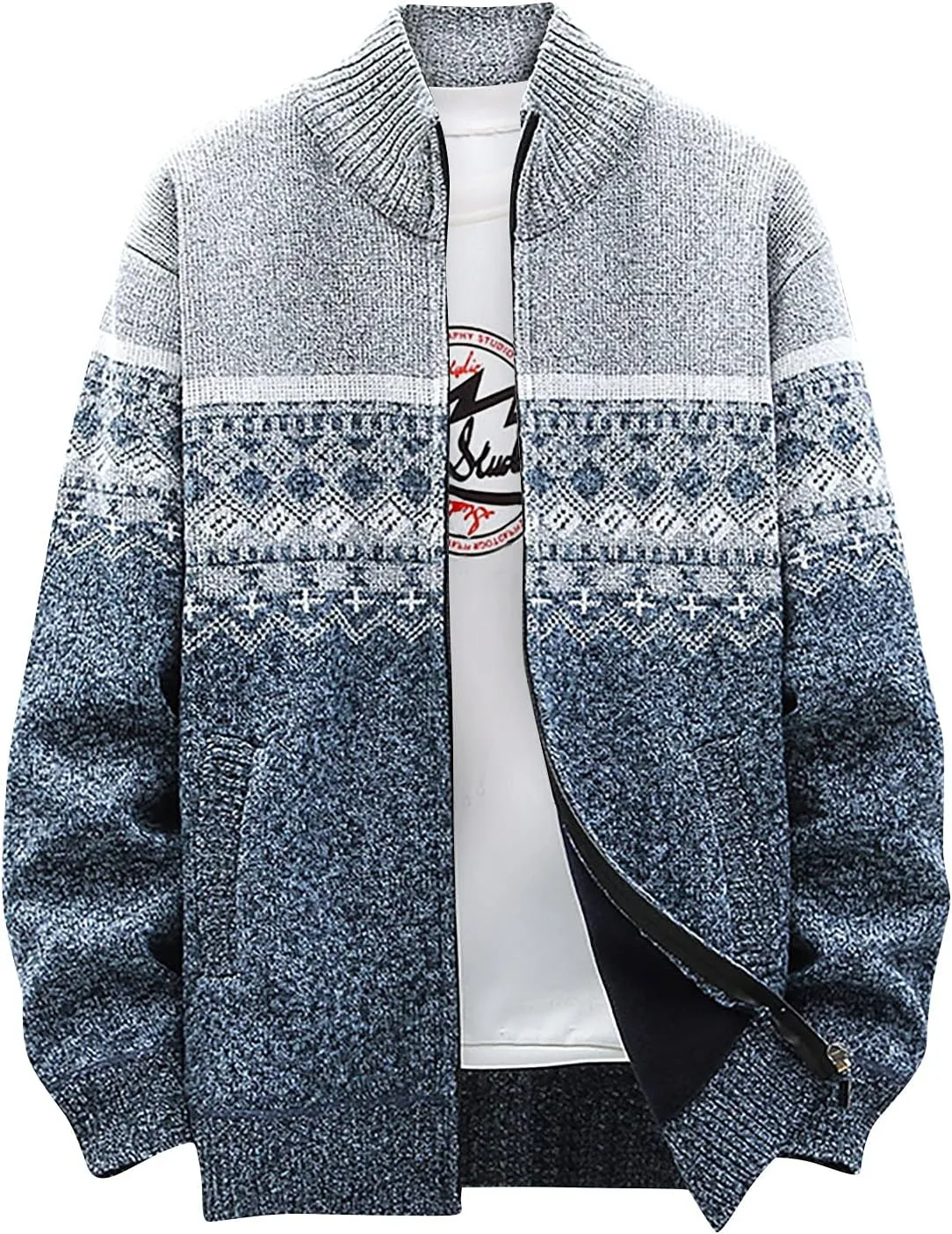 

Мужской кардиган Ymosrh, цветной, с длинными рукавами и молнией, размеры M-3XL