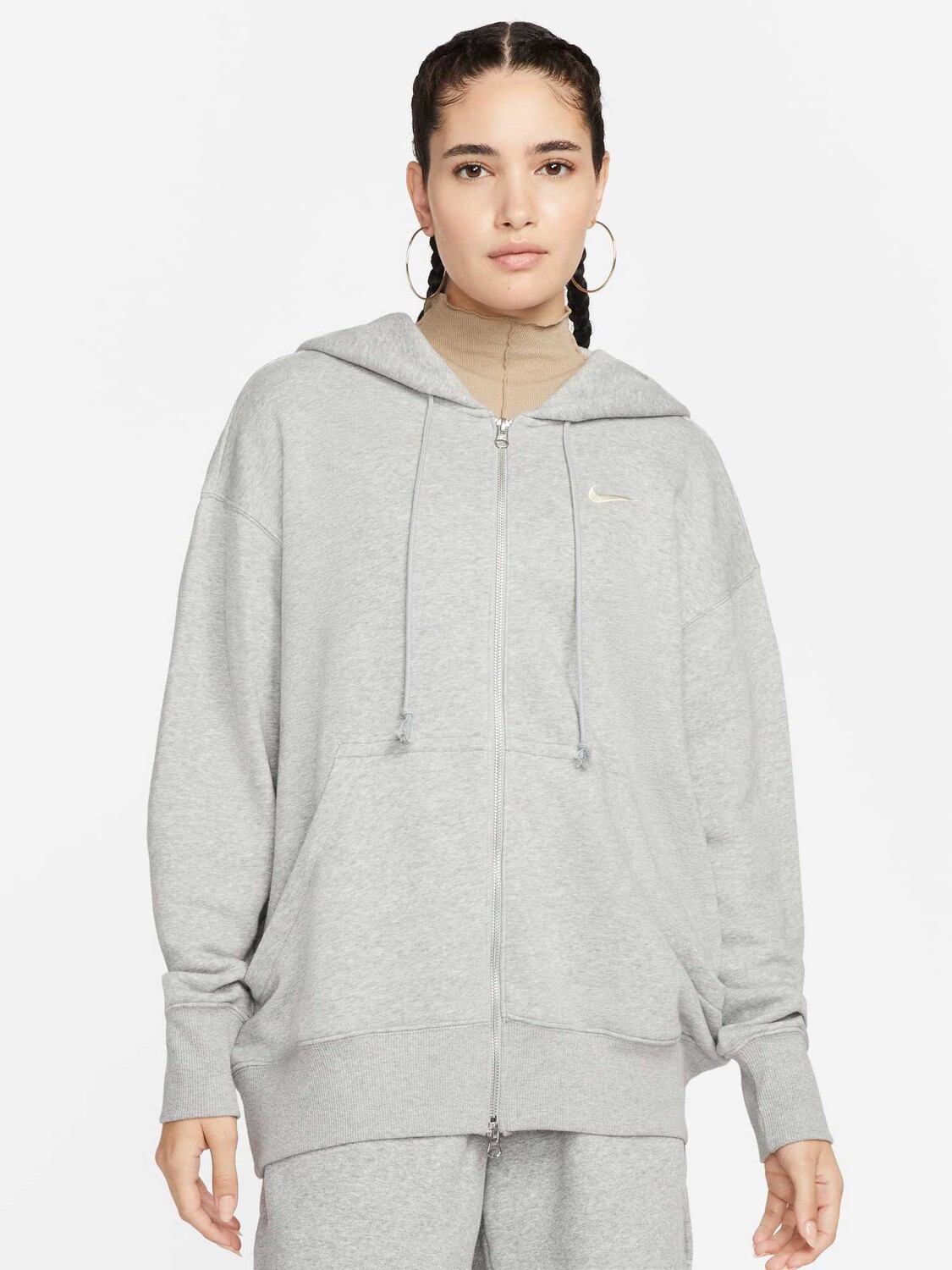 

Толстовка Nike W NSW PHNX FLC FZ OS HOODIE, серый