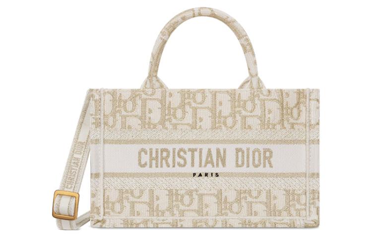 

DIOR Сумка-шоппер BookTote с косым принтом, женская, бежевая, мини