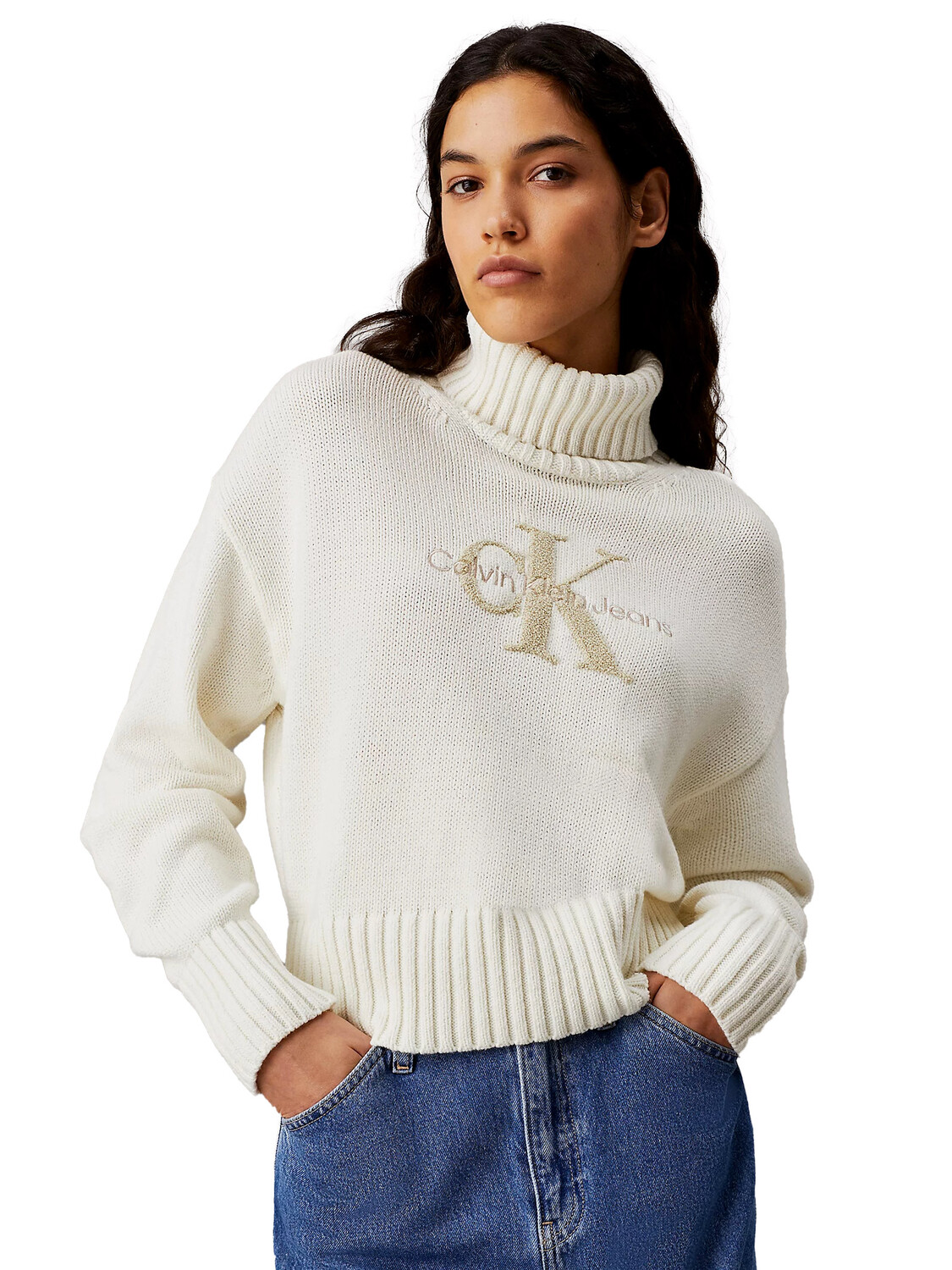 

Свитер maglioncino a collo alto Calvin Klein, бежевый