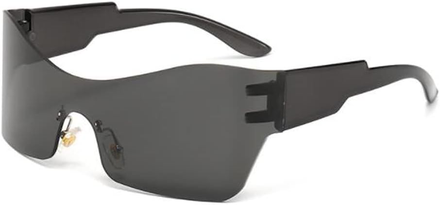 

Солнцезащитные очки PUB Y2K с большой оправой и дугообразным изгибом, футуристические, с защитой от УФ-излучения UV400, для занятий спортом на открытом воздухе, Black Frame Black Grey Flakes