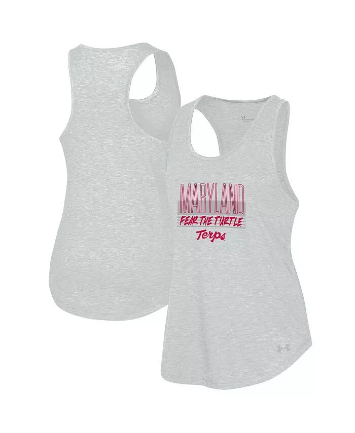 

Женская майка-топ-борцовка цвета серый меланж Maryland Terrapins Breezy Tri-Blend Under Armour