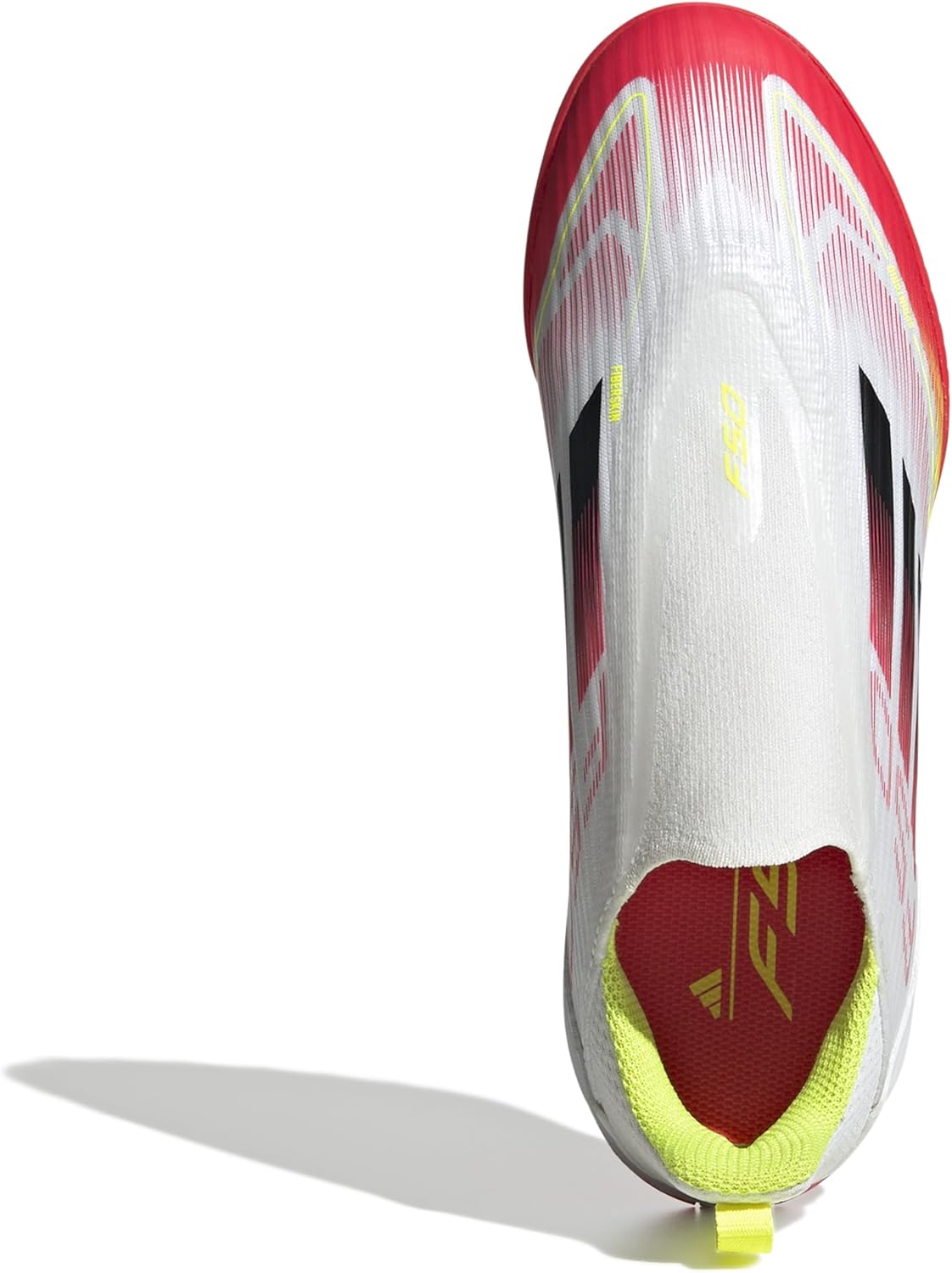 Детские кроссовки Adidas F50 League без шнурков для искусственной травы, унисекс, белый/черный/желтый — фото 2