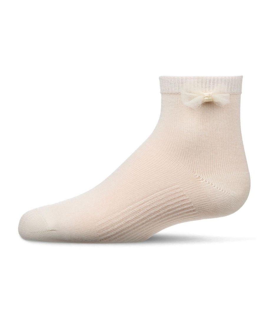 

Детские носки до щиколотки из мерсеризованного хлопка с бантом для девочек MeMoi, Winter white