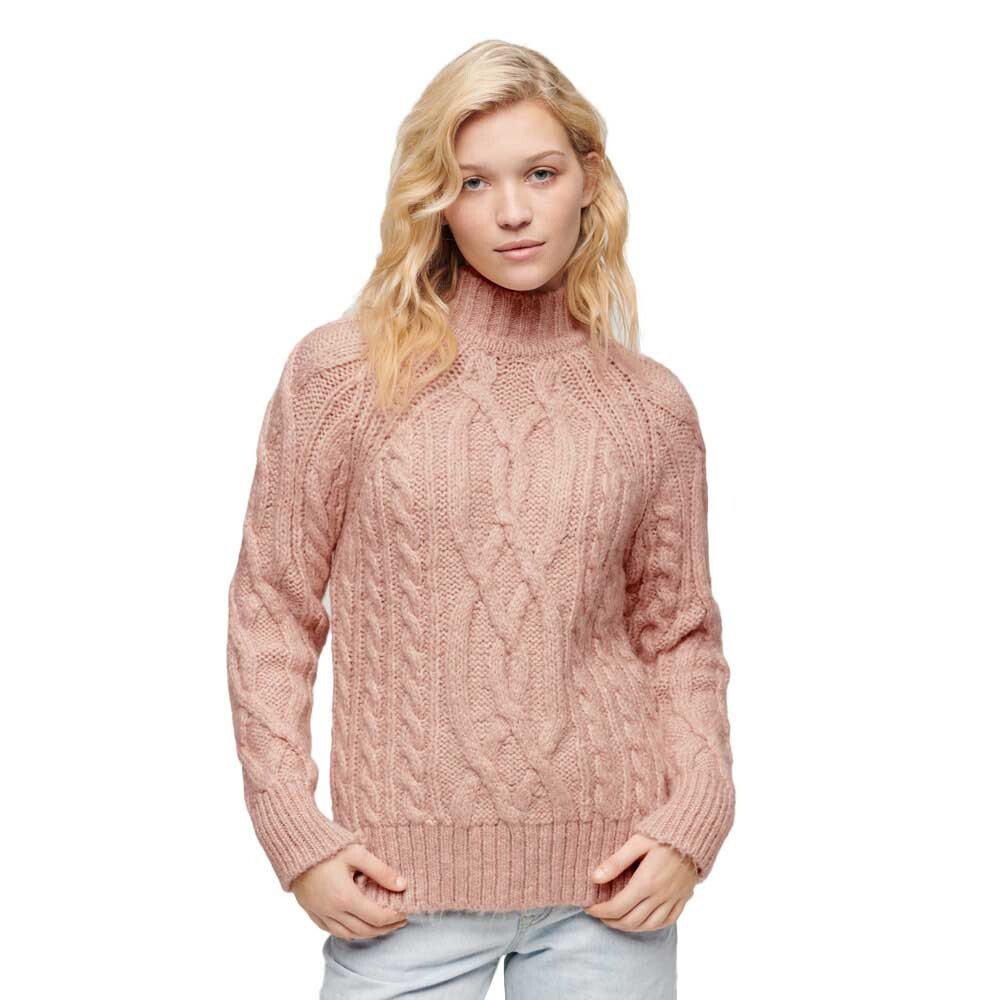 

Свитер Superdry High Neck Cable, розовый