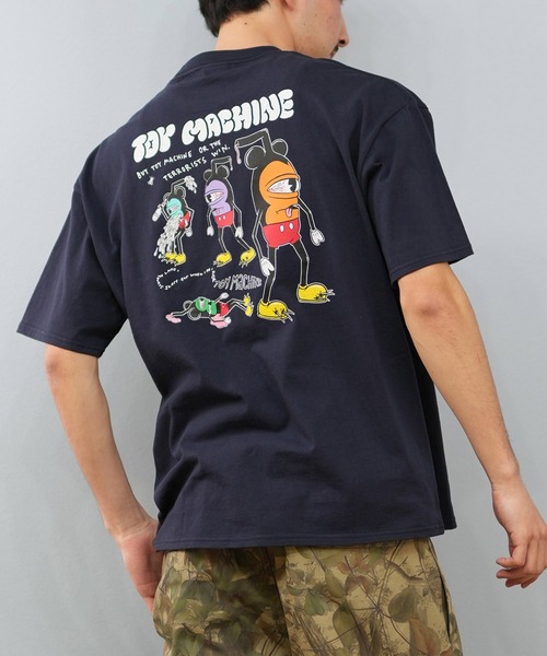 

Футболка с коротким рукавом, свободный крой, принт на спине TOY MACHINE, темно-синий
