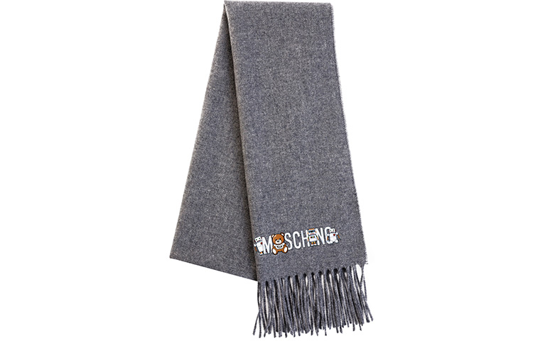 

MOSCHINO Вязаный шарф унисекс темно-серый