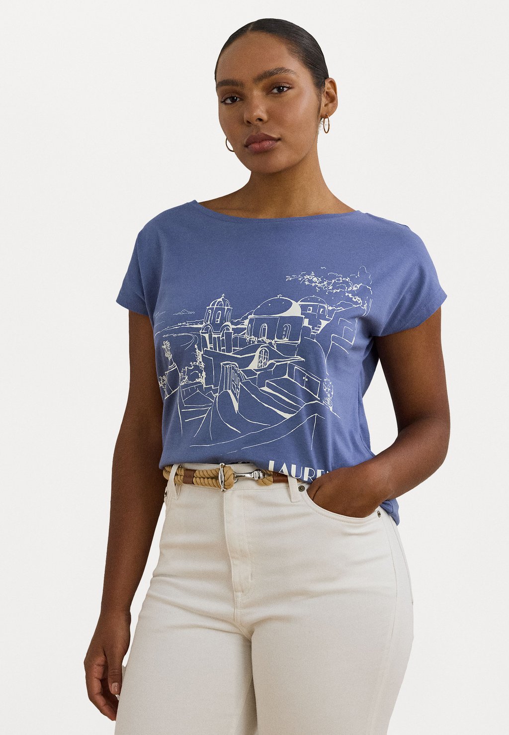 

Футболка с принтом COTTON-BLEND JERSEY GRAPHIC T-SHIRT Lauren Ralph Lauren Woman, синий