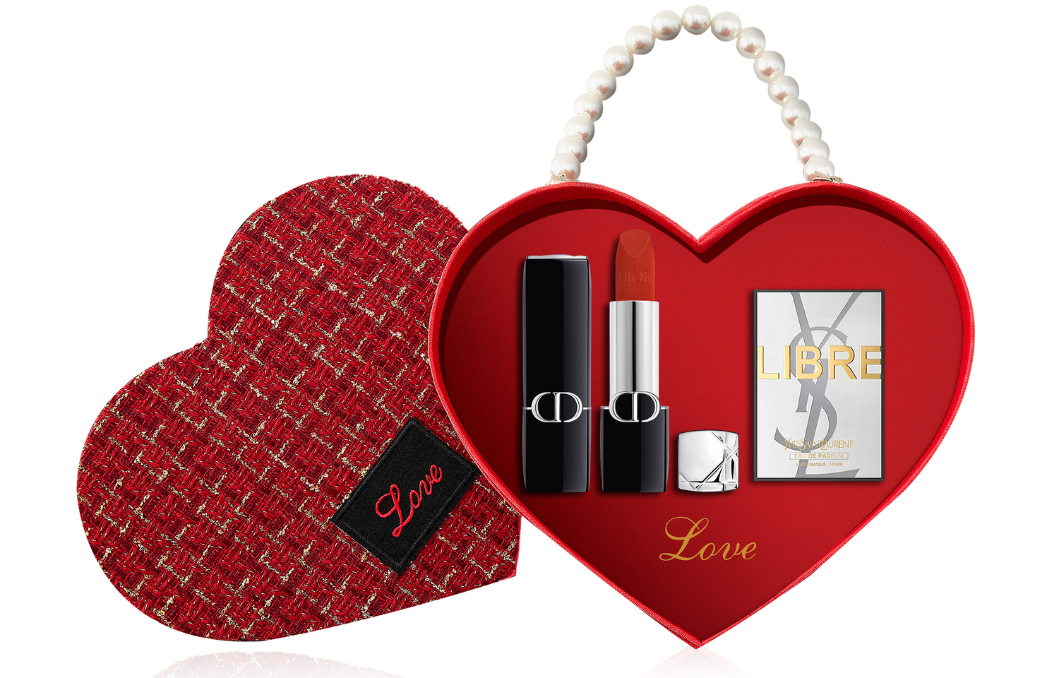 DIOR Vivid Blue Gold Pearl Heart Chanel Inspired помада матовая текстура 3,5 г + пробник туалетной воды — фото 4