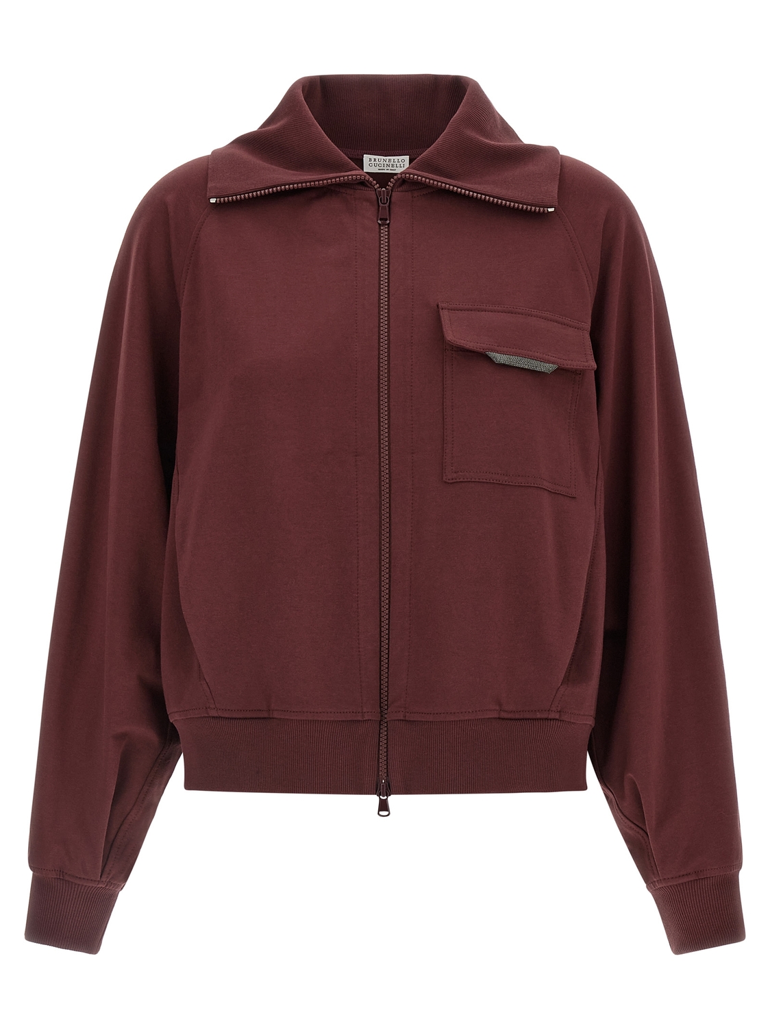 

Свитшот с блестящей отделкой клапанов Brunello Cucinelli, бордовый