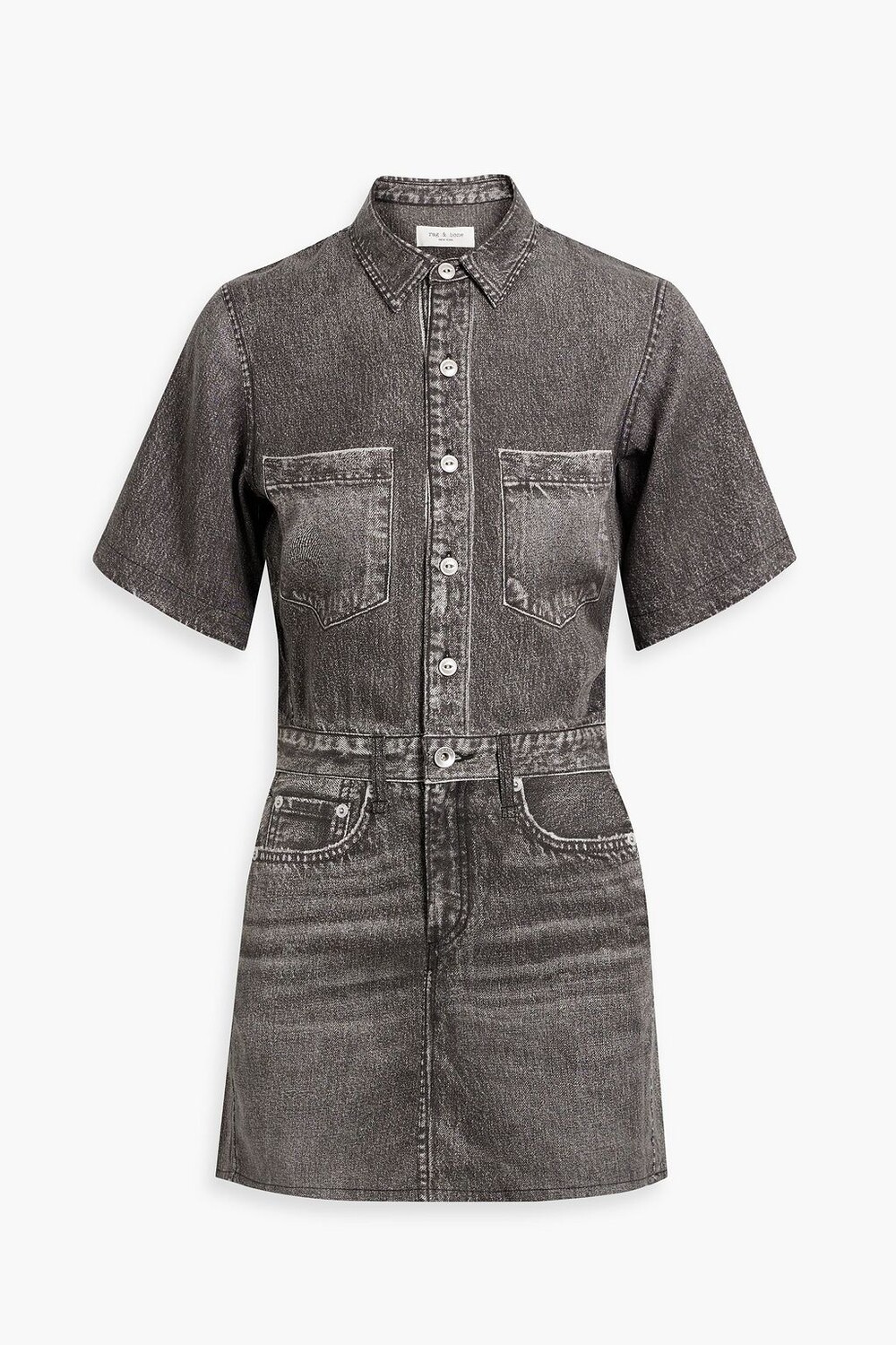 

Платье-рубашка Tencel мини с джинсовым принтом RAG & BONE, угольный