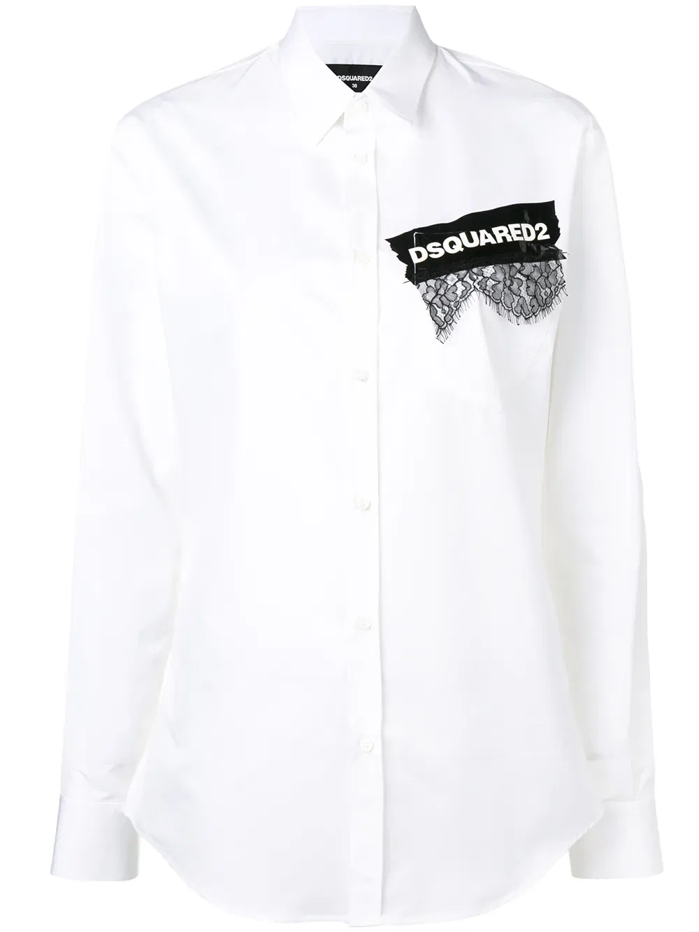 Рубашка с кружевной аппликацией и принтом Dsquared2, белый