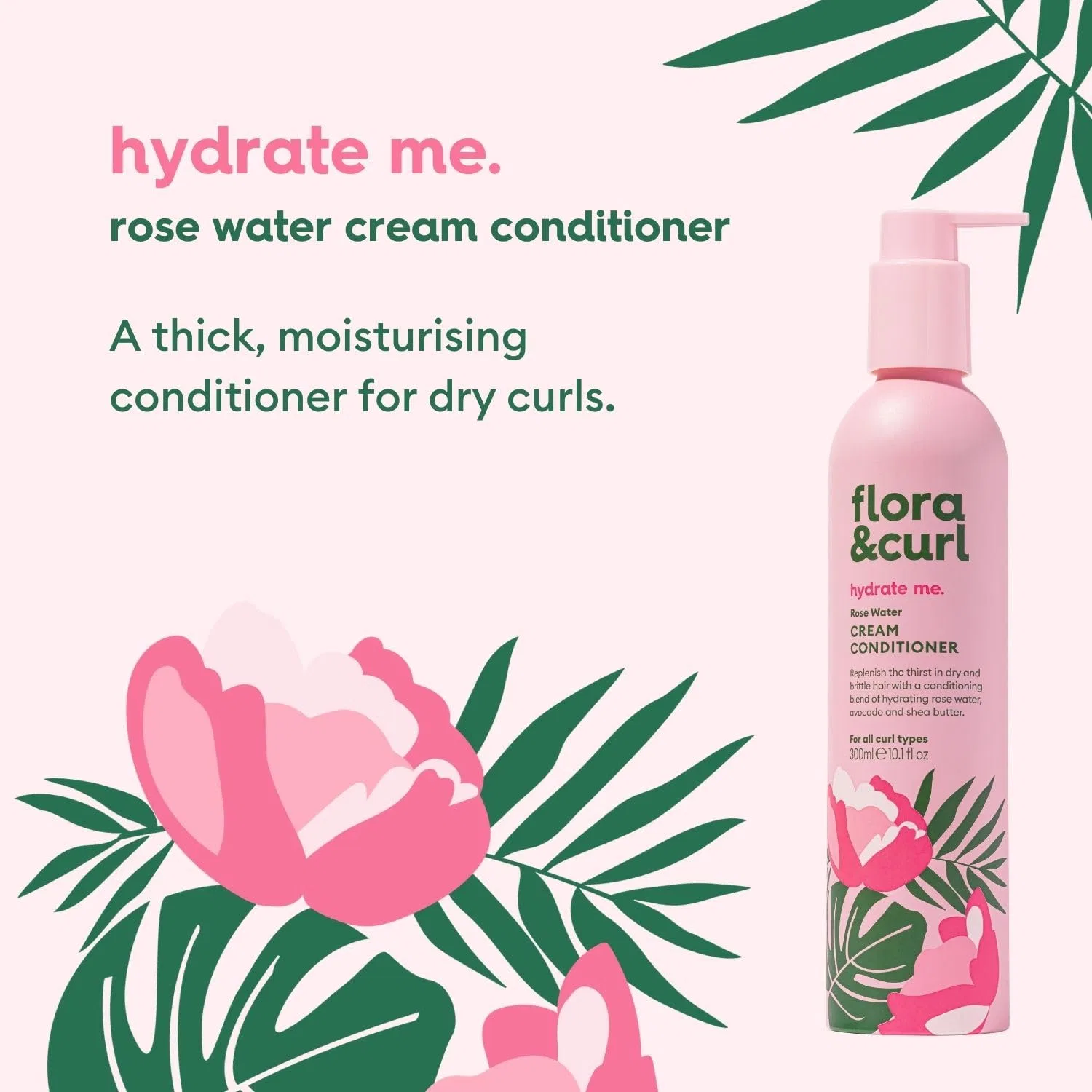 Крем-кондиционер Flora & Curl Rose Water & Honey для вьющихся волос, 300 мл ‎Flora & Curl — фото 2