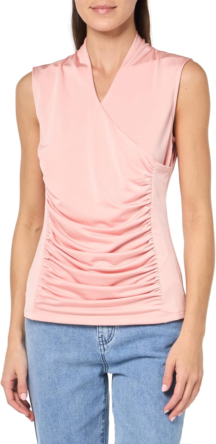 

Топ Calvin Klein без рукавов со сборками и V-образным вырезом, Silver Pink