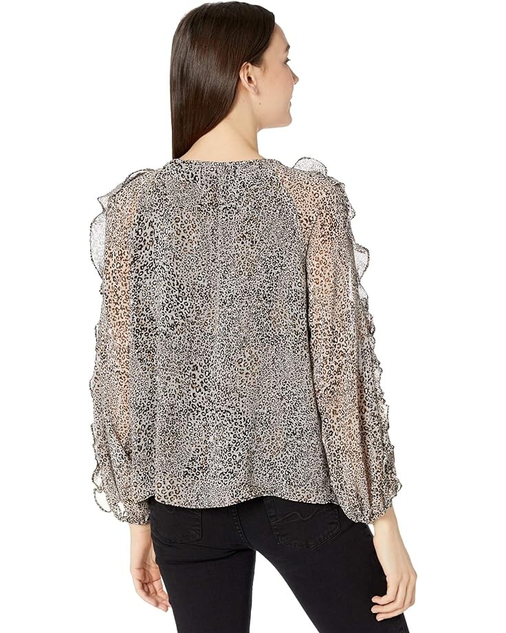 

Блуза 1.STATE Cold Shoulder Ruffle Sleeve Blouse, цвет Light Leopard Muse